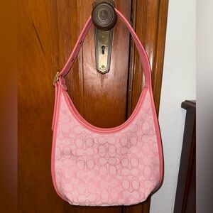 Coach Ergo Medium Shoulder Bag Signature Jacquard in Taffy Pink W/ Dust bag
